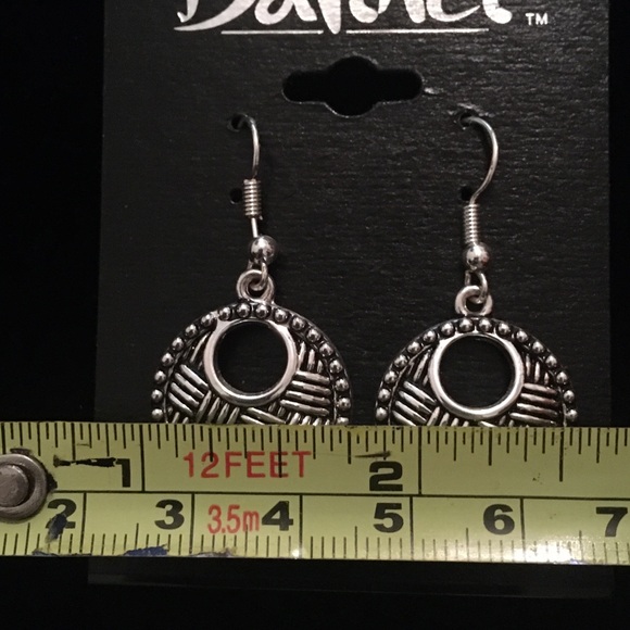 DaVinci Silver Tone Round Dangle Hook Earrings - Picture 6 of 6